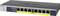 Sieťový prepínač Netgear GS108P s ôsmimi ethernetovými portami a LED indikátormi na prednej strane pre napájanie, stav portu a PoE-Max.