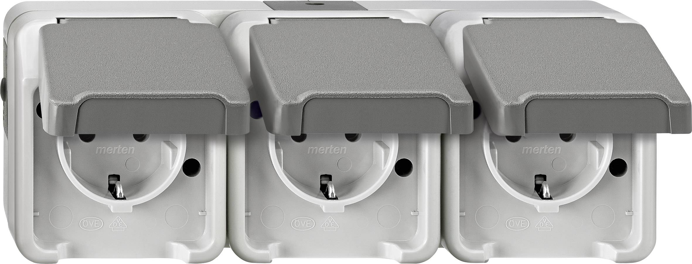 Schneider Electric 3 scomparti Interruttore per ambienti umidi Completo Presa schuko con coperchio ribaltabile AQUASTAR Grigio luminescente MEG2391-80