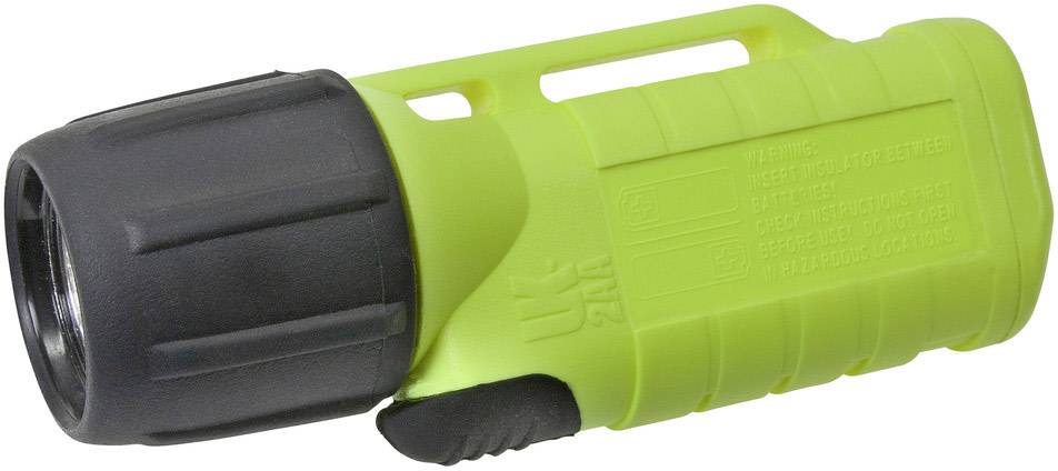 Kompaktná, zelená LED baterka s čiernou hlavou. Má gumený úchop pre lepšie uchopenie.