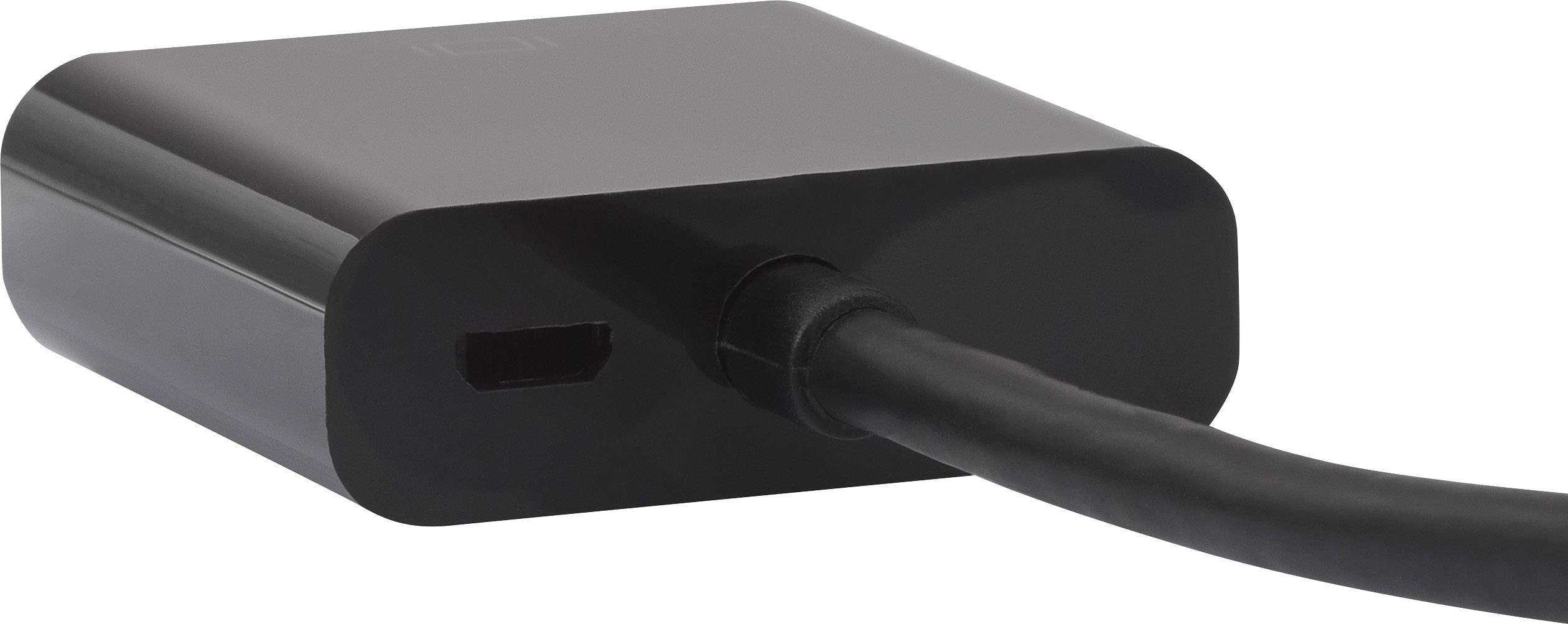 USB-C adaptér s čiernym krytom a káblom, vhodný na prepájanie zariadení s rôznymi konektormi.