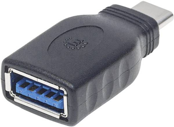 Manhattan USB 3.0 adaptér [1x USB 3.1 zástrčka C - 1x USB 3.1 zásuvka A] Adapter USB-C Stecker auf USB A Buchse USB 3.1, Gen 1 5 Gbps schwarz