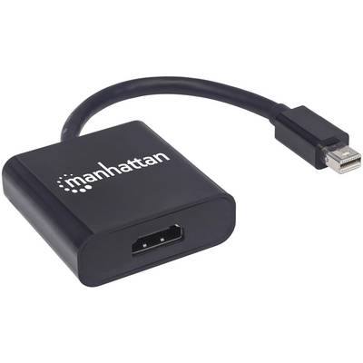 Čierny HDMI adaptér s Mini DisplayPort zástrčkou, označený ako 'manhattan'; prepája zariadenia s HDMI výstupom na DisplayPort vstup.