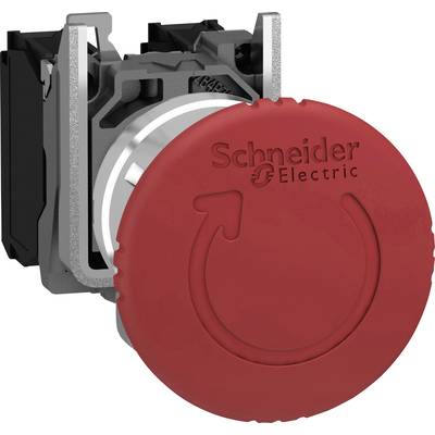 Červený núdzový vypínač od Schneider Electric slúži na bezpečné vypnutie strojov alebo zariadení v núdzových situáciách.