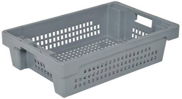 BRB Lagertechnik 1658384 otočný stohovací zásobník, vhodné pre potraviny, (d x š x v) 600 x 400 x 150 mm, sivá, 1 ks
