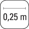 Tabuľa s nápisom 0,25 m a horizontálnou šípkou.