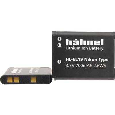 Lítiovo-iónová batéria Hähnel, typ HL-EL19, kompatibilná s Nikon, napätie 3,7V, kapacita 700mAh, energetický výkon 2,6Wh.