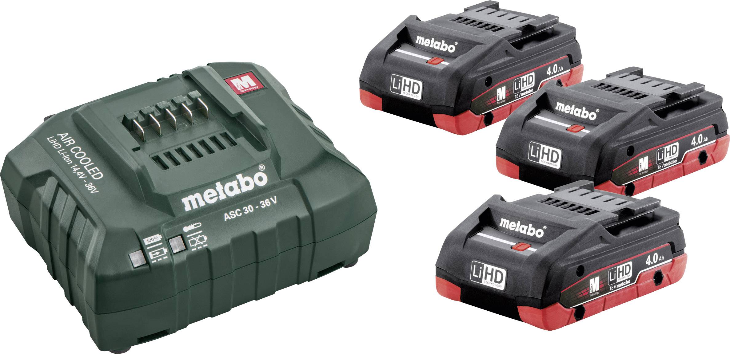Metabo Basic-Set 3 x LiHD 4.0 Ah 685132000 Batteria dellutensile e caricabatterie 18 V 4.0 Ah LiHD