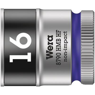 Matica veľkosti 16, značka Wera, model 8790 HMB HF, neimpaktná, strieborná so čiernym a modrým pásom.