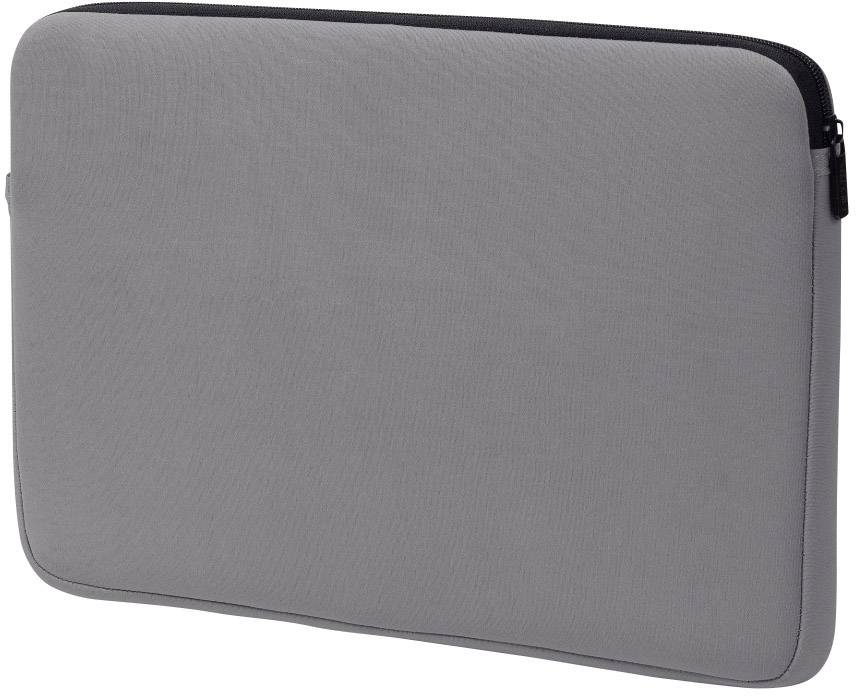 Sivý obal na notebook so zipsom v hornej časti, s jednoduchým a minimalistickým dizajnom.