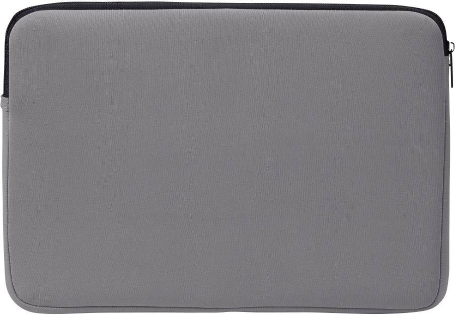 Sivý textilný obal na notebook so zipsom na pravej strane, vhodný pre minimalistické a ochranné uloženie.