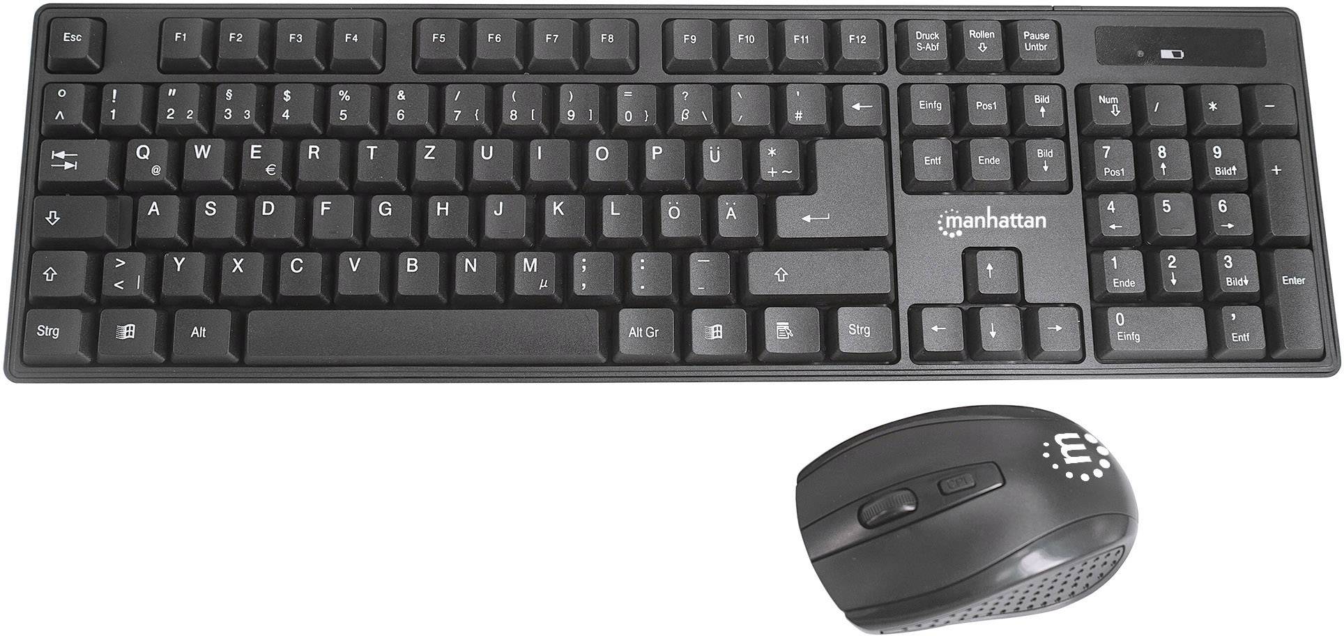 Manhattan 178990 bezdrôtový Sada klávesnica a myše nemecká, QWERTZ čierna-0