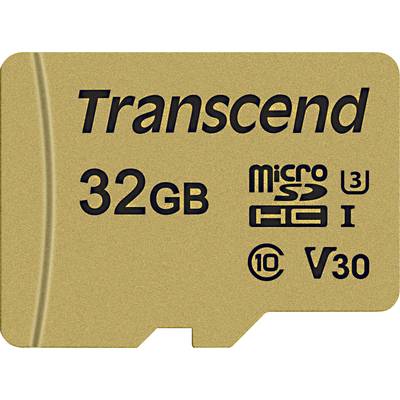 Transcend 32 GB microSDHC karta, UHS-I, V30, trieda 10, zlatej farby.