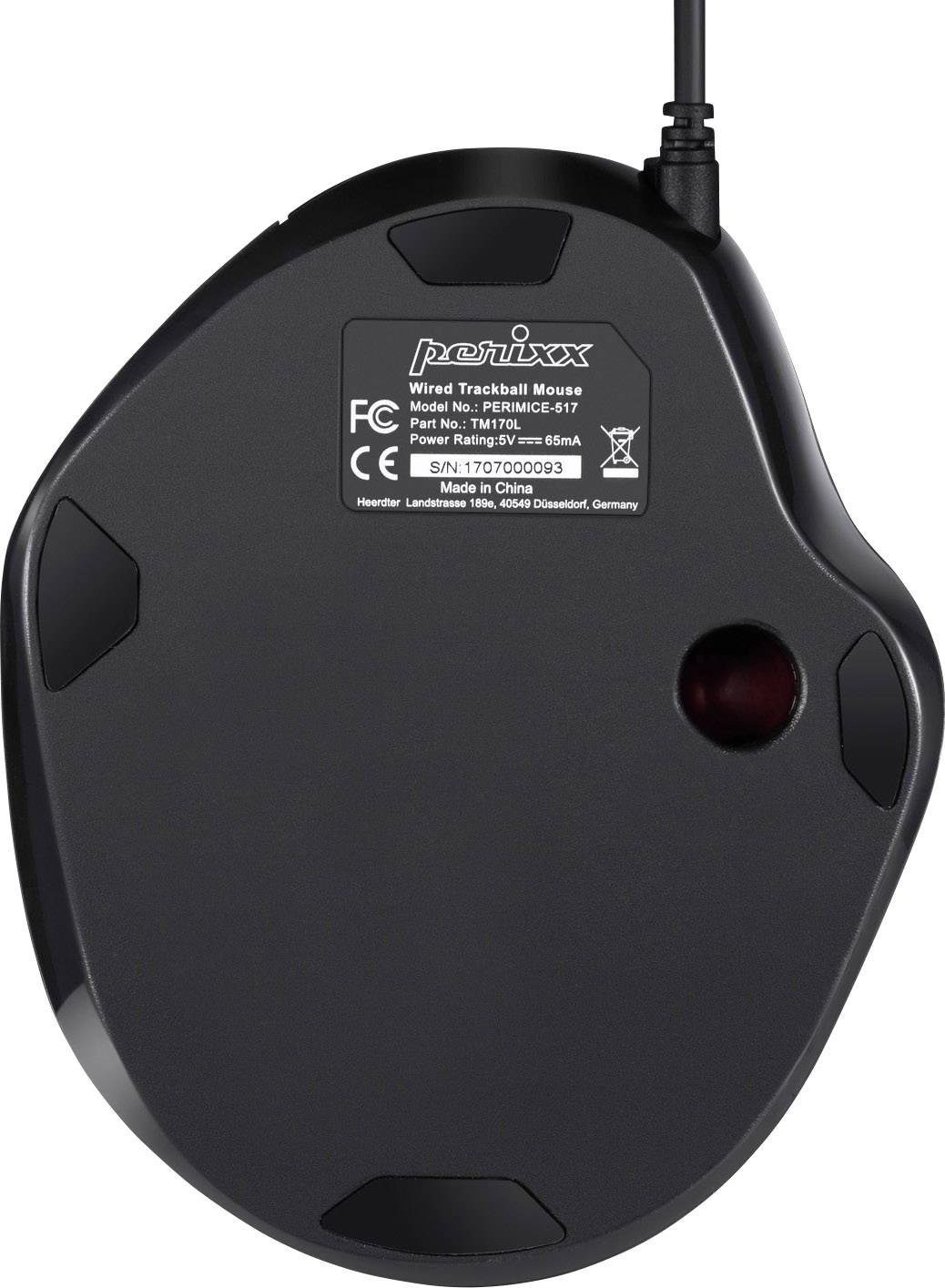 Perixx PERIMICE517 D trackball USB laserový/á čierna 7 tlačidlo 400