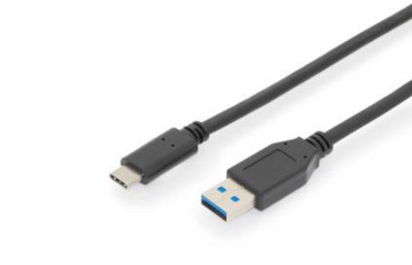 Digitus USB kábel USB 3.2 Gen1 USB-C ® zástrčka, USB-A zástrčka 1.00 m čierna dvojžilový tienený AK-300146-010-S