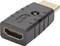Čierny HDMI adaptér s ženským HDMI konektorom vpredu a mužským HDMI konektorom vzadu.