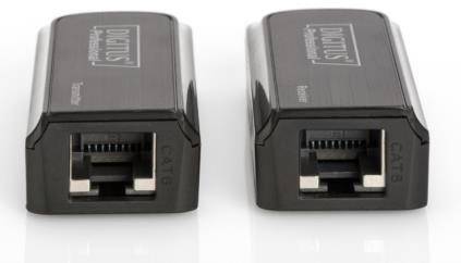 Dva čierne testeré ethernetových káblov s RJ45 zásuvkami ležiace vedľa seba na svetlom povrchu.