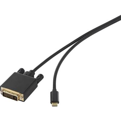 Renkforce USB-C® / DVI káblový adaptér USB-C ® zástrčka, DVI-D 24+1pol. Zástrčka 3.00 m čierna RF-4535912 pozlátené kont