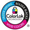 Logo so stredovým nápisom 'ColorLok Technology', obklopený farebnými segmentmi: Modrý 'Rýchlejšie schnutie', Čierny 'Výraznejšia čierna', Ružový 'Živé farby'.