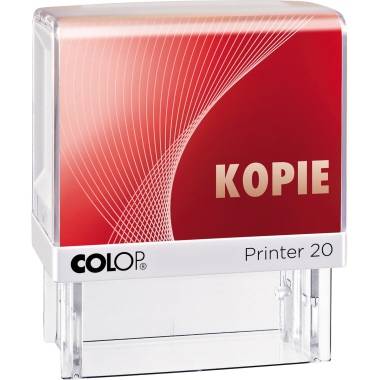 Červená pečiatka s nápisom 'KÓPIA' a značkou 'Colop Printer 20'. Vhodná pre kancelárske použitie.