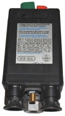 Aerotec Nema Schalter 400V 3 Wege 3/8 Zoll 6,3-10 A - Abg. 3 - 1/4 Zoll 9063148 Perslucht-drukschakelaar 1 stuk(s) afbeelding