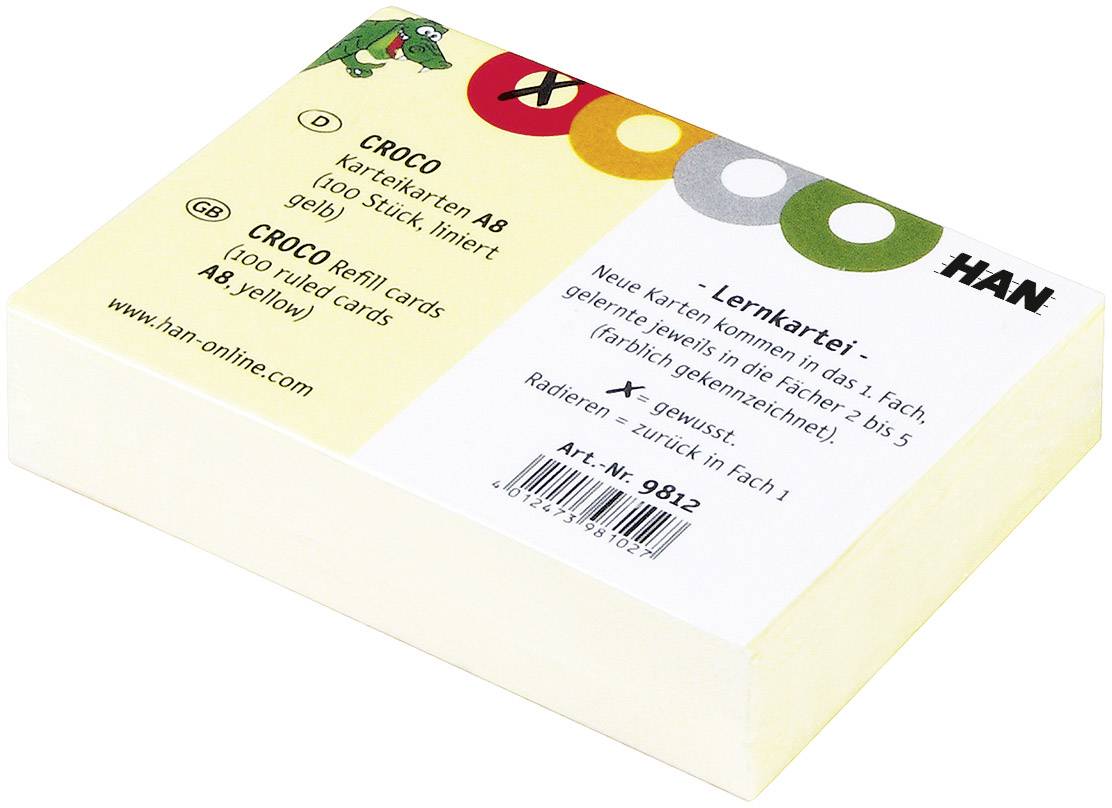 HAN Scheda per schedario 9812 DIN A8 trasversale Giallo 100 pz.