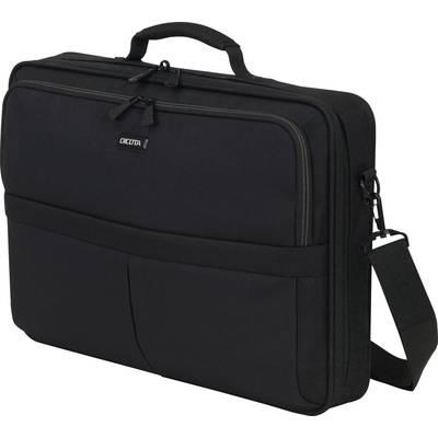 Čierna obdĺžniková taška na notebook s rukoväťou a ramenným popruhom, vhodná na bezpečnú prepravu notebooku a príslušenstva.