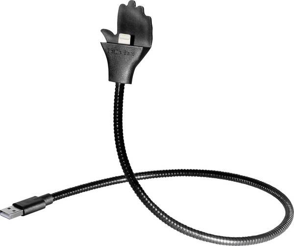 Maxtrack USB kábel USB 2.0 USB-A zástrčka, Apple Lightning konektor 0.50 m čierna flexibilný kábel labutí krk MH 1 L