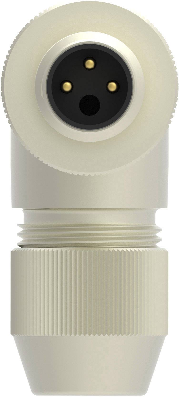 Krémovo sfarbený XLR konektor s tromi pozlátenými pinmi a vrúbkovaným úchopom, používaný pre audio prepojenia.