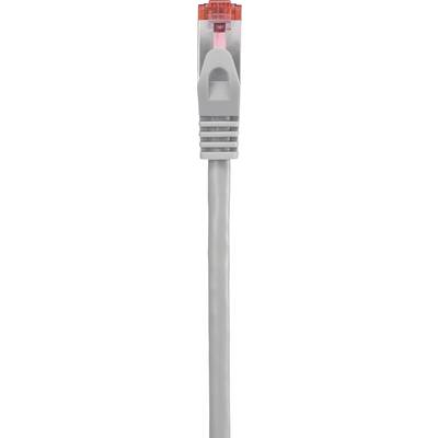 Sivý ethernetový kábel s červeným konektorom, ktorý sa typicky používa pre sieťové pripojenia.