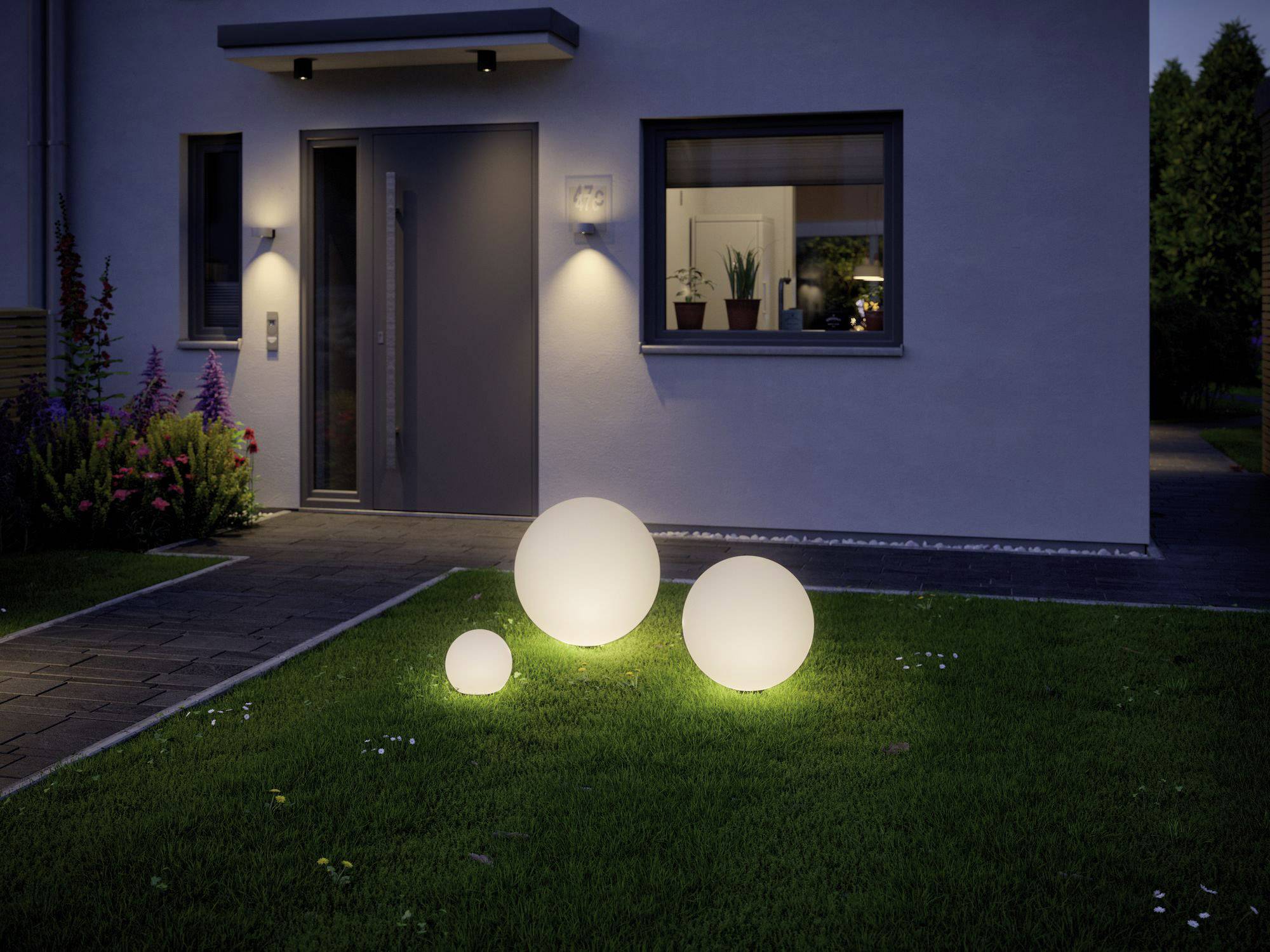 Paulmann - Plug & Shine Outdoor Globe 6.5W LED 50cm Floor Lamp with Ground Spike in White