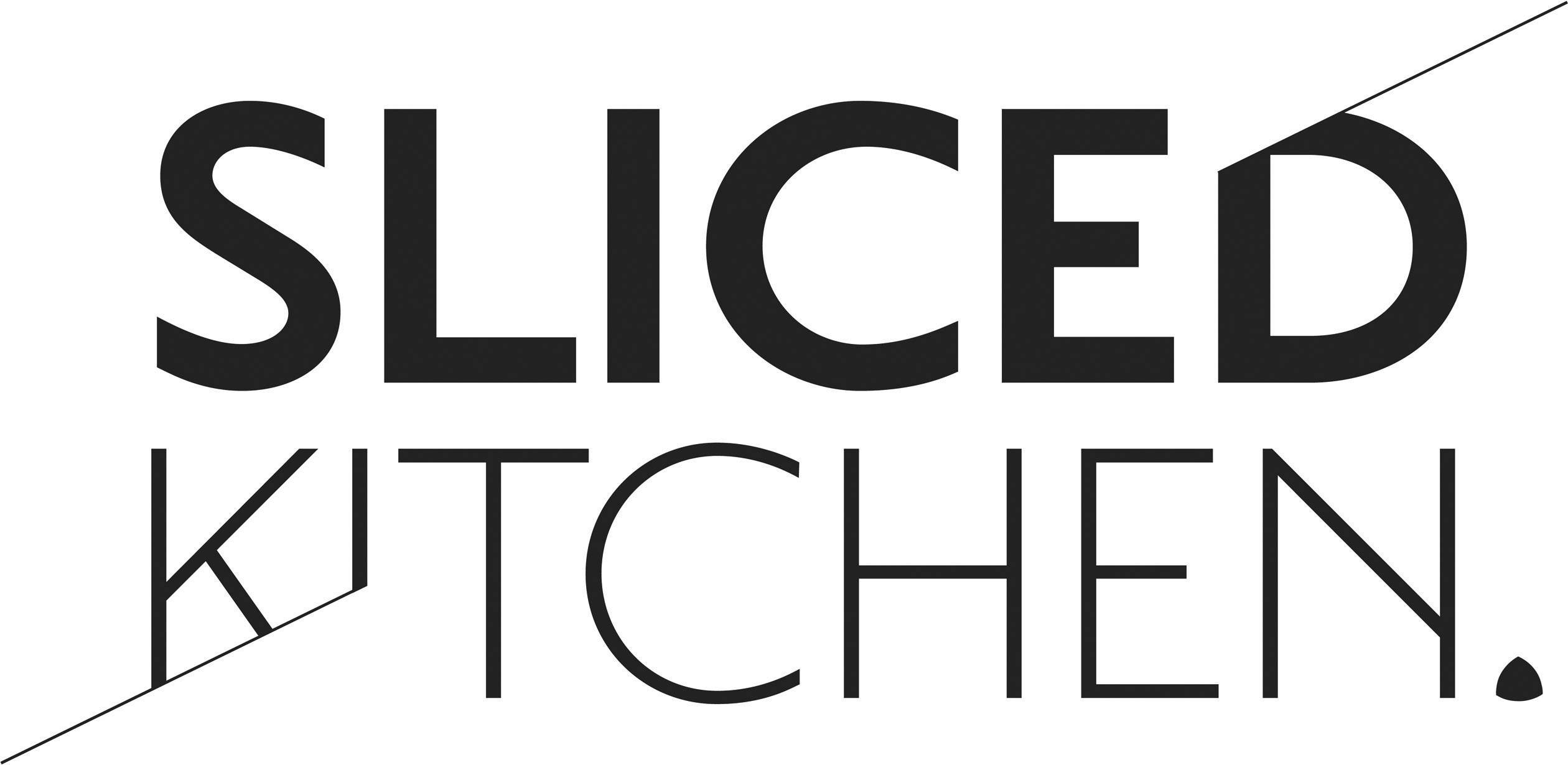 Obrázok zobrazuje logo spoločnosti s názvom 'SLICED KITCHEN' v štylizovanom písme.