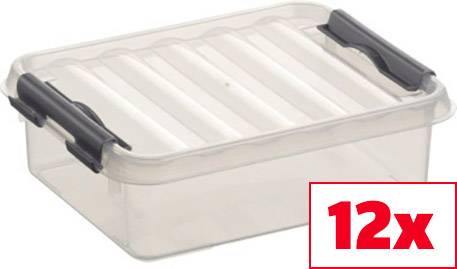 Plastový box s vekom, priehľadný, obdĺžnikový. V spodnej pravej časti obrázka je '12x' červeným písmom na bielom pozadí.