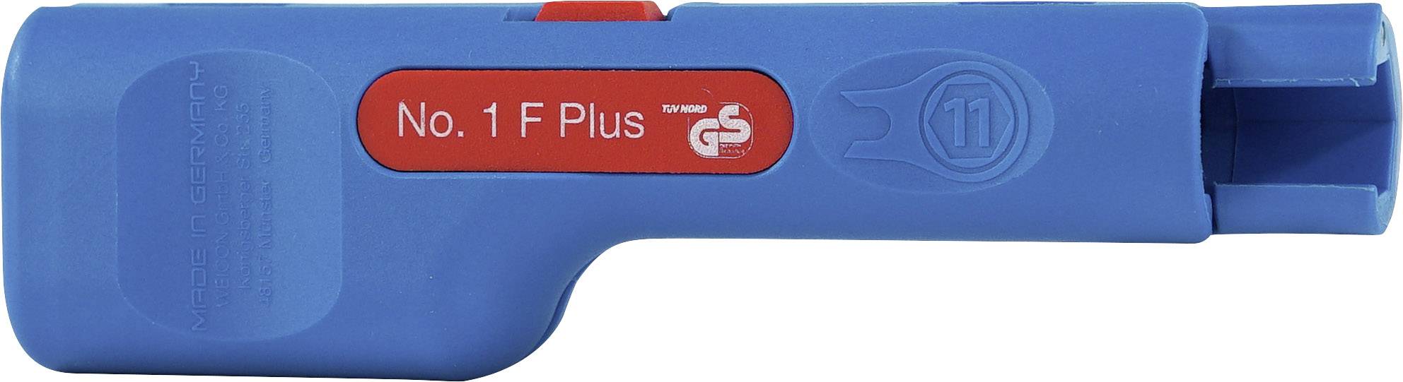 Modrý plynový zapaľovač s červeným spínačom a nápisom 'No. 1 F Plus'. Používa sa na bezpečné zapálenie plynového plameňa.