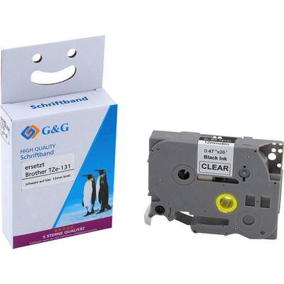 páska do štítkovača  G&G 15026 kompatibilná náhradný Brother TZe-131  Farba pásky: priehľadná Farba písma: čierna 12 mm 