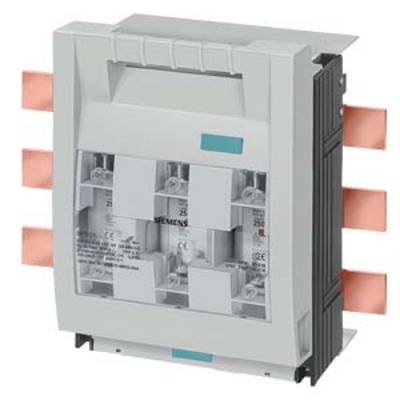 Elektrický hlavný vypínač s troma medenofarebným pripojeniami na jednej strane a sivým krytom určeným pre rozvádzače.