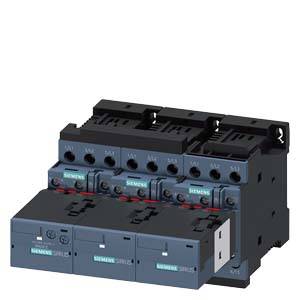 Elektrický stykač od Siemensu s tromi pólmi, vhodný pre priemyselné aplikácie na ovládanie vysokých elektrických záťaží.