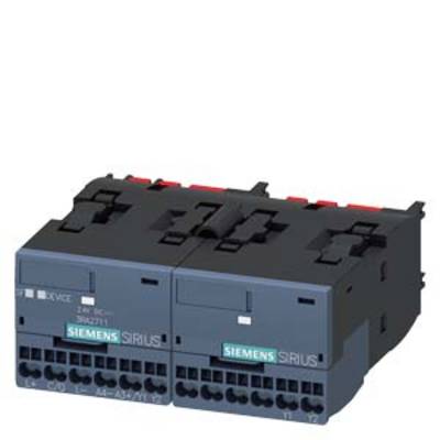 Spínač Siemens SIRIUS, elektrické spínacie zariadenie, dvojradové, s označením a pripojovaciumi svorkami, určené pre priemyselné aplikácie.