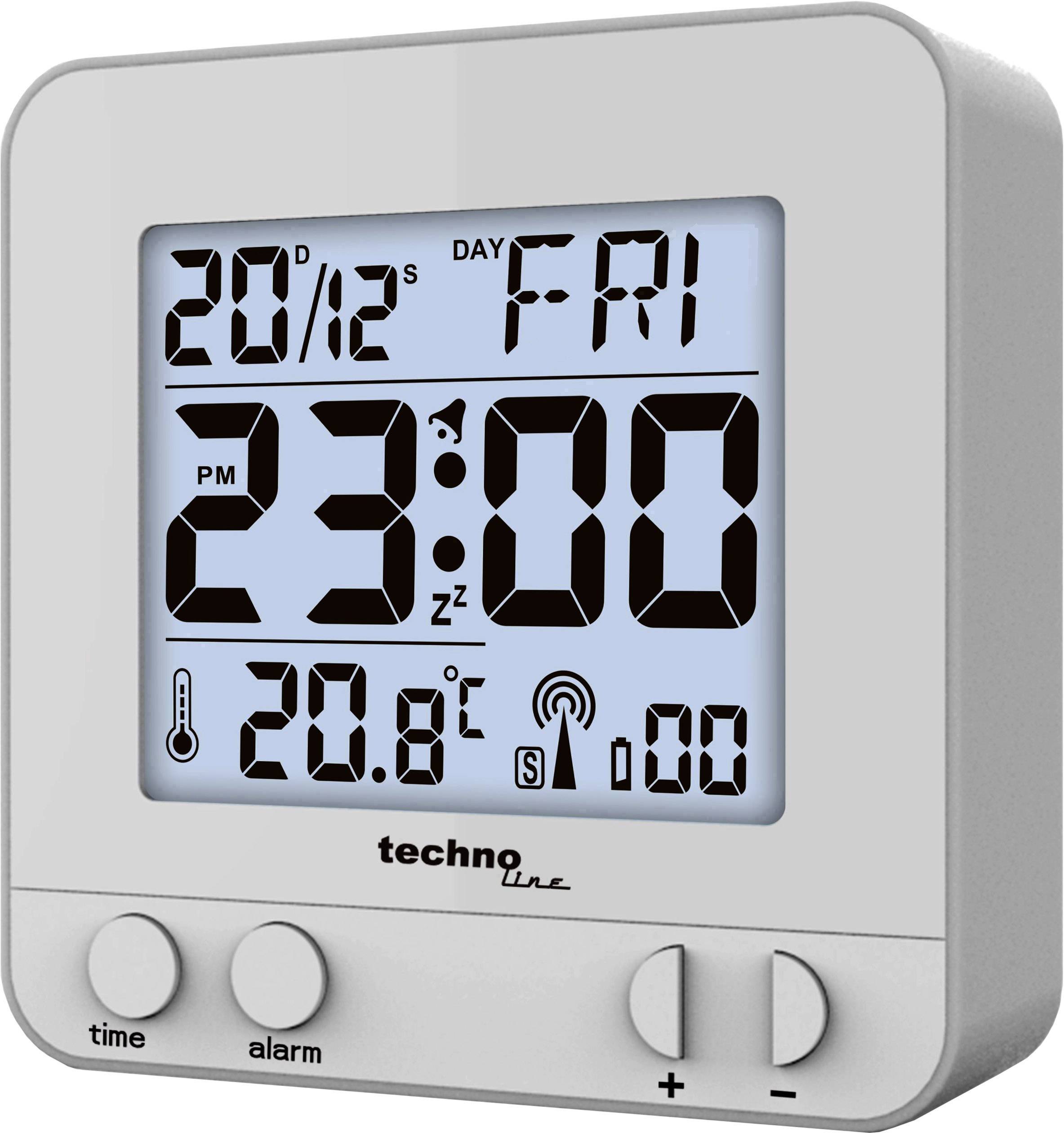 Digitálny budík zobrazuje dátum '20/12', deň v týždni 'Pia' a čas '23:00'. Teplota je '20.8°C'.