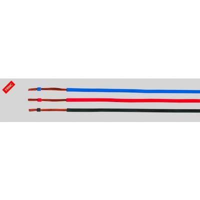 Tri izolované elektrické káble v modrej, červenej a čiernej farbe vedľa seba. Vľavo červená tabuľka s nápisom 'FRNC'.