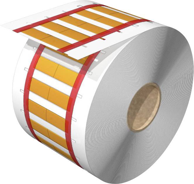 Veľká rolka z viacvrstvového materiálu so žltým a červeným lemovaním. Zdá sa, že je určená na strojové spracovanie.