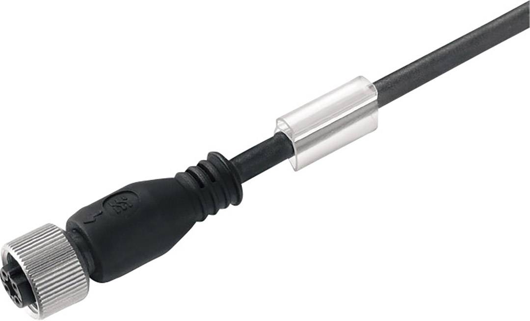 Čierne, robustné elektronické káble so zasunovacím konektorom a kovovým závitom, vhodné pre priemyselné aplikácie.