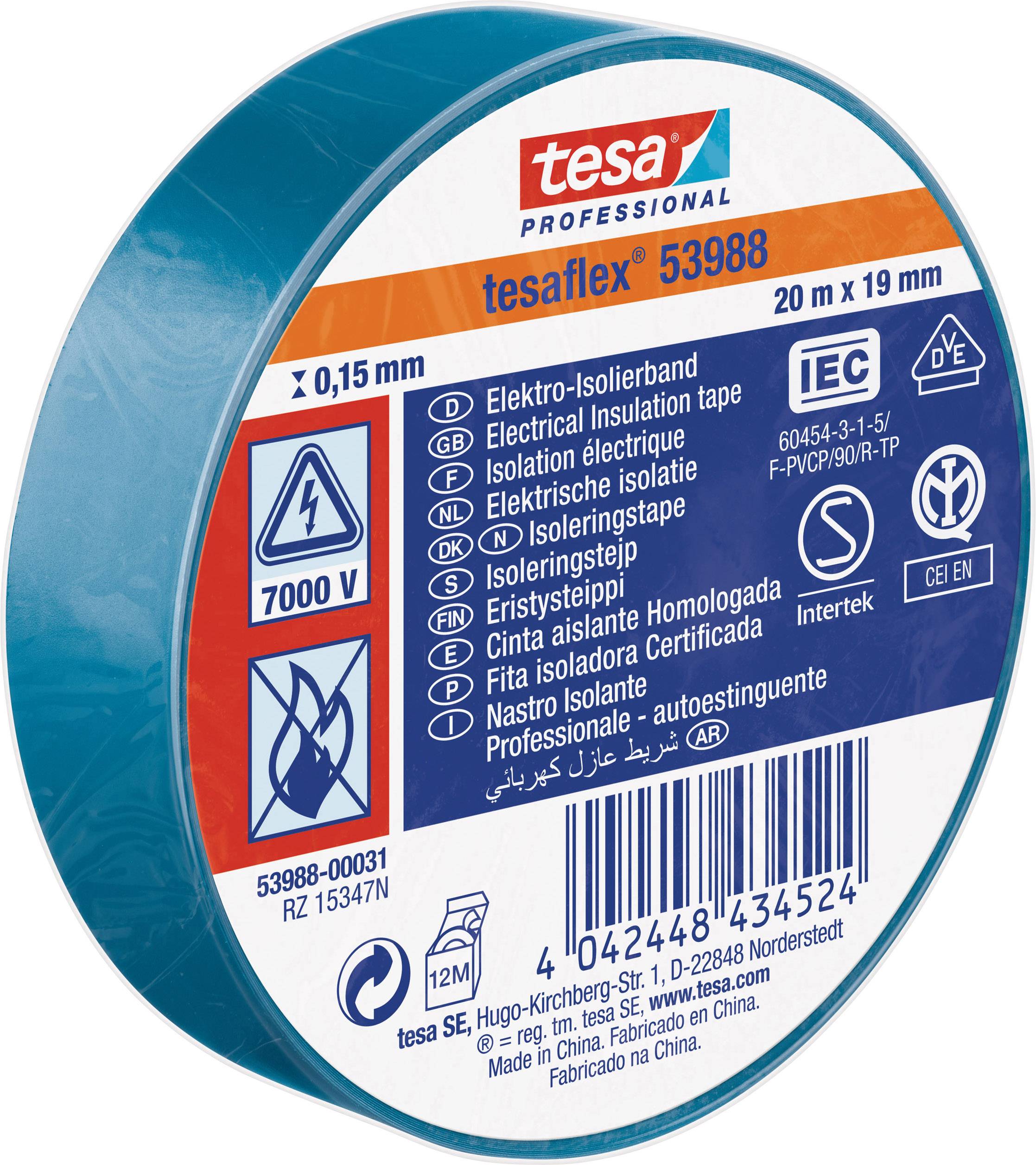 Tesa 53988-00031-00 Isolatietape Tesa Professional Blauw (l X B) 20 M X 19 Mm 1 Stuk(s)