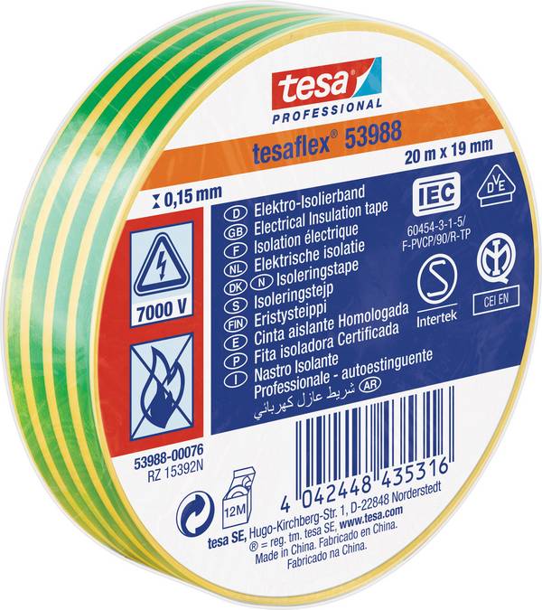 tesa  53988-00076-00 izolačná páska tesa® Professional žltá, zelená (d x š) 20 m x 19 mm 1 ks