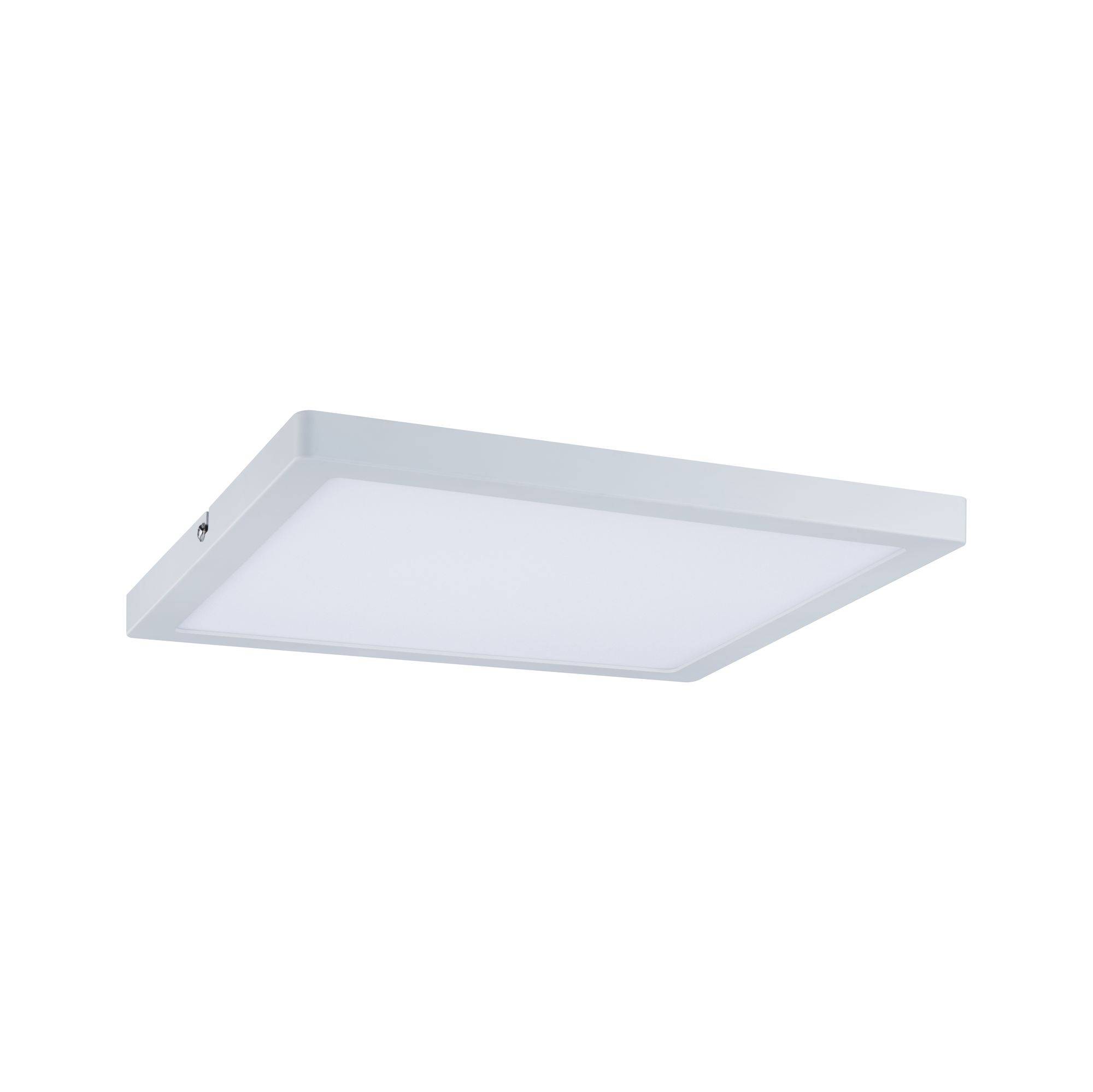Moderná, štvorcová LED stropná lampa v bielej farbe s plochou konštrukciou.