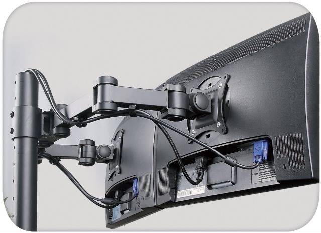 TECHly ICA-LCD-482-D 2-násobný stolový držiak monitoru 33,0 cm (13") - 68,6 cm (27") otočný, výškovo nastaviteľný, skláp-2