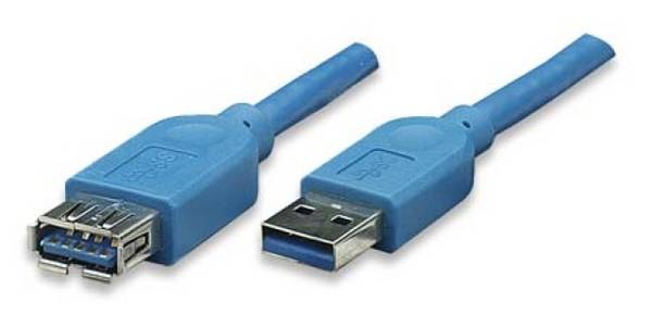 TECHly USB kábel USB 3.2 Gen1 USB-A zástrčka, USB-A zásuvka 1.00 m modrá pozlátené kontakty ICOC U3-AA-10-EX