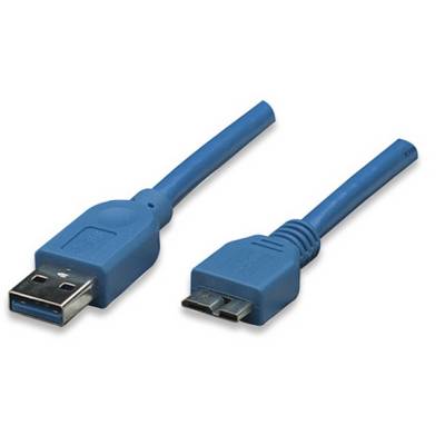 TECHly USB kábel USB 3.2 Gen1 USB-A zástrčka, USB Micro-B 3.0 zástrčka 2.00 m modrá pozlátené kontakty ICOC-MUSB3-A-020-0