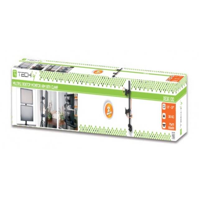 TECHly ICA-LCD-350-D 2-násobný stolový držiak monitoru 33,0 cm (13") - 68,6 cm (27") otočný, výškovo nastaviteľný, skláp-1