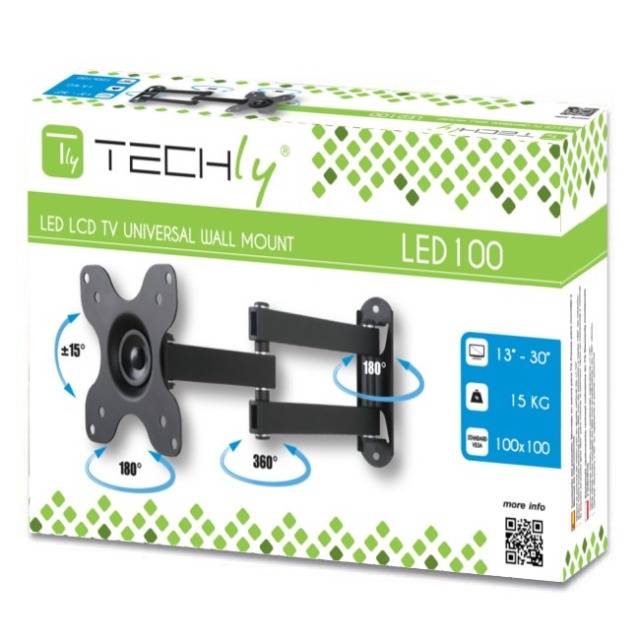 TECHly ICA-LCD-923B TV držiak na stenu sklápajúci, nakláňací, 33,0 cm (13") - 76,2 cm (30"), ICA-LCD-923B-1