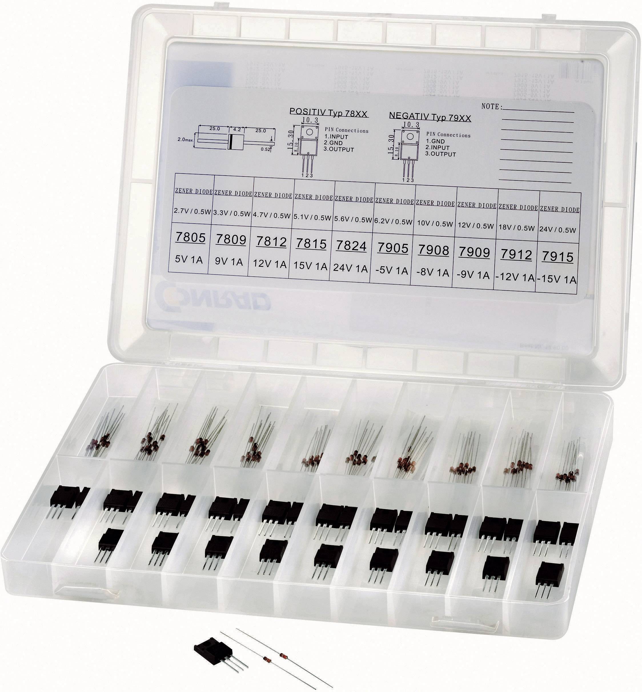 TRU COMPONENTS Assortiment diode- en spanningsregelaars 130 stuk(s) afbeelding